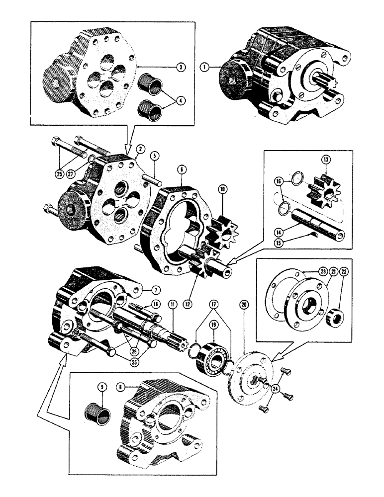 Схема запчастей Case 600 - (298) - HYDRAULIC PUMP ASSEMBLY, BODY, COVERS, GEARS, SHAFT, SEALS (07) - HYDRAULIC SYSTEM