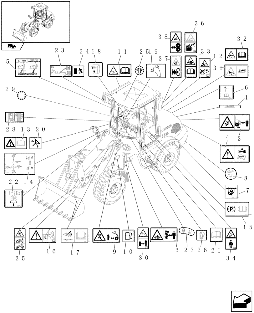 Схема запчастей Case 321E - (620/06[01]) - DECALS - EU - (08) - SHEET METAL/DECALS