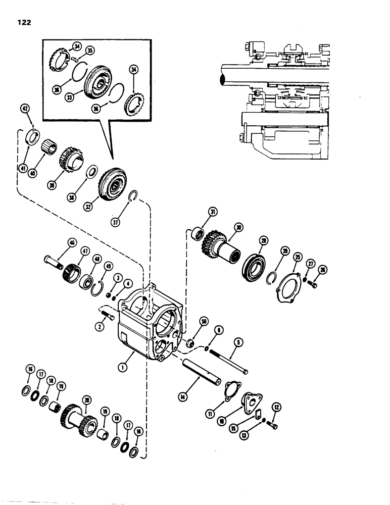 Схема запчастей Case 480B - (122) - EIGHT-SPEED SHUTTLE GEAR BOX 