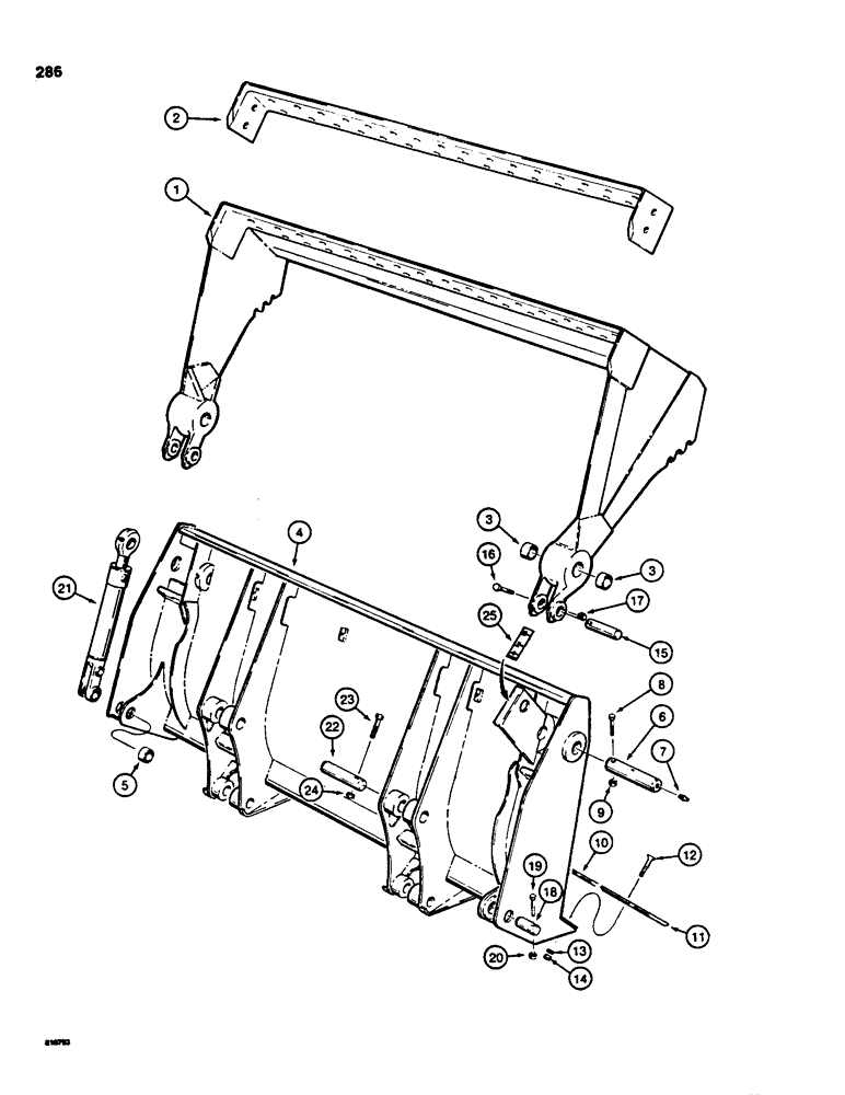 Схема запчастей Case 855C - (286) - LOADER CLAM BUCKET (05) - UPPERSTRUCTURE CHASSIS