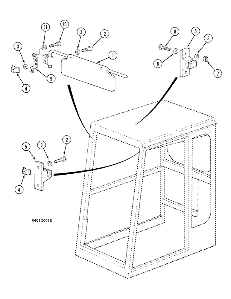 Схема запчастей Case 688C - (9E-34) - SUN VISOR (05.1) - UPPERSTRUCTURE CHASSIS/ATTACHMENTS