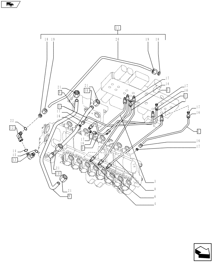 Схема запчастей Case 590SN - (35.726.64[02]) - HYDRAULICS - PILOT CONTROLS (35) - HYDRAULIC SYSTEMS