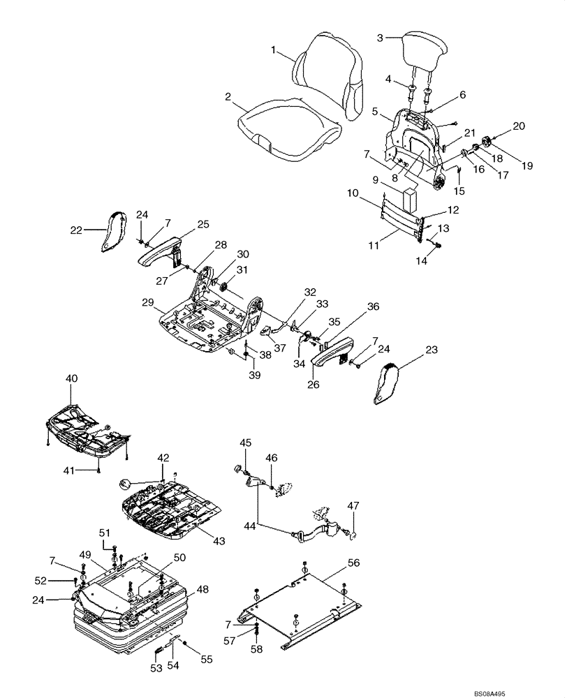 Схема запчастей Case 1221E - (09-22[01]) - SEAT, AIR RIDE 3" (A) (72LH-35410) (1) (09) - CHASSIS/ATTACHMENTS