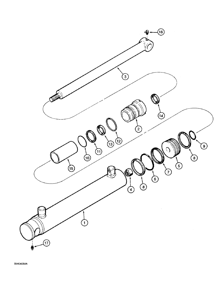 Схема запчастей Case 1825 - (8-28) - LOADER LIFT CYLINDER 104516A1, P.I.N. JAF0096313 AND AFTER (08) - HYDRAULICS