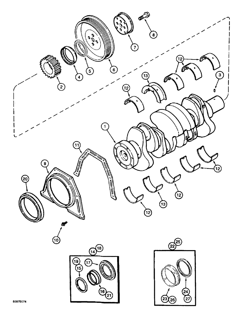 Схема запчастей Case 580L - (2-046) - CRANKSHAFT, 4-390 ENGINE, 4T-390 ENGINE (02) - ENGINE