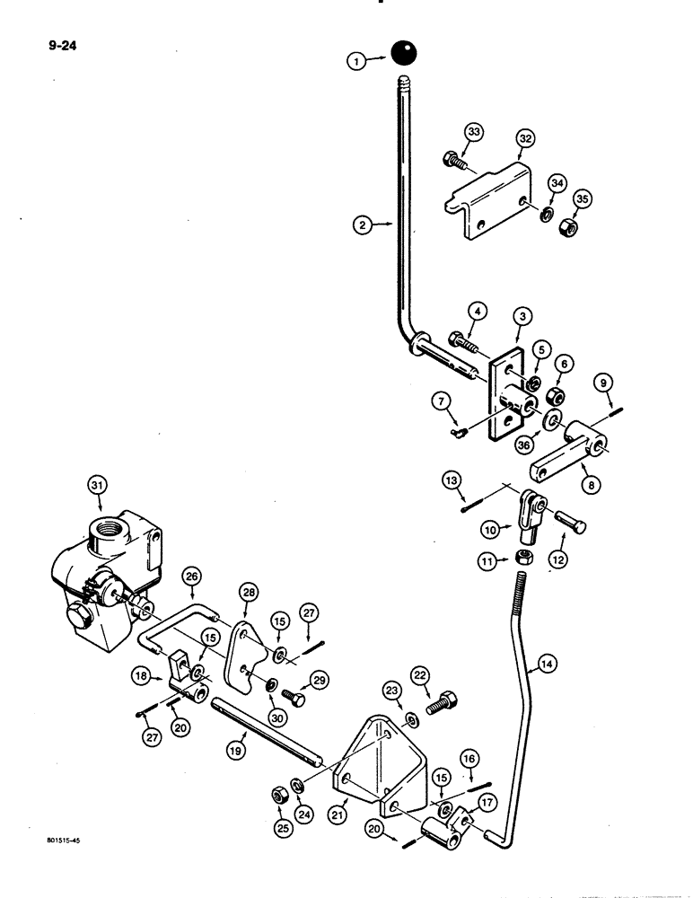 Схема запчастей Case 480E - (9-024) - BACKHOE BOOM LOCK CONTROL, 480E MODELS ONLY (09) - CHASSIS/ATTACHMENTS