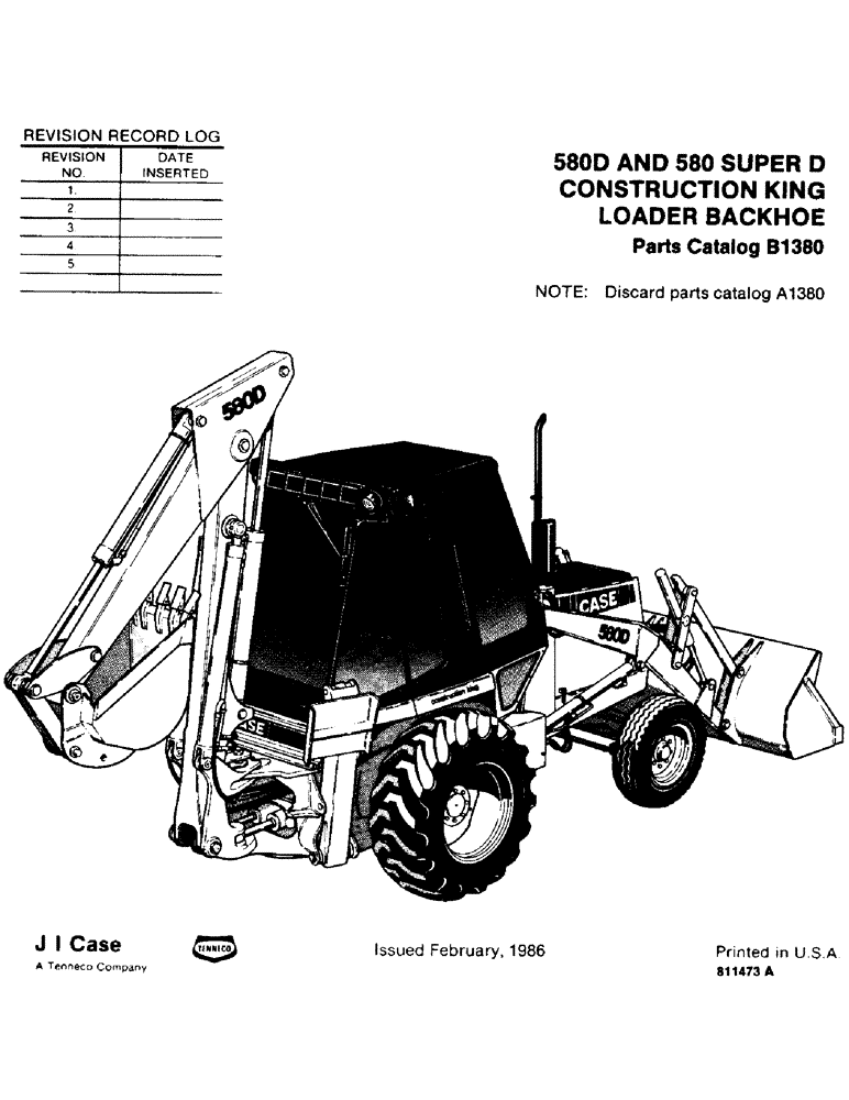 Схема запчастей Case 580SD - (001) - MODEL VIEW (00) - PICTORIAL INDEX