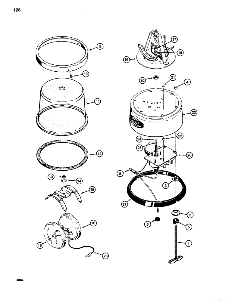 Схема запчастей Case 480LL - (128) - ROTATING BEACON (55) - ELECTRICAL SYSTEMS