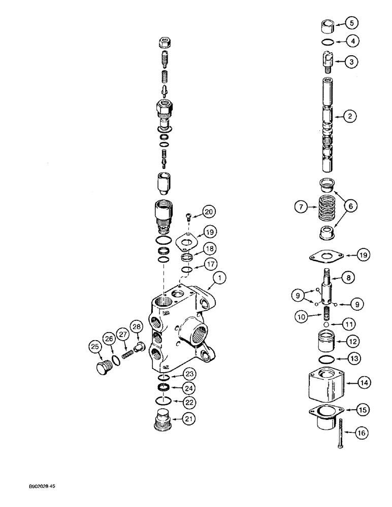 Схема запчастей Case 580SK - (8-110) - THREE-POINT HITCH CONTROL VALVE, LIFT SECTION (08) - HYDRAULICS