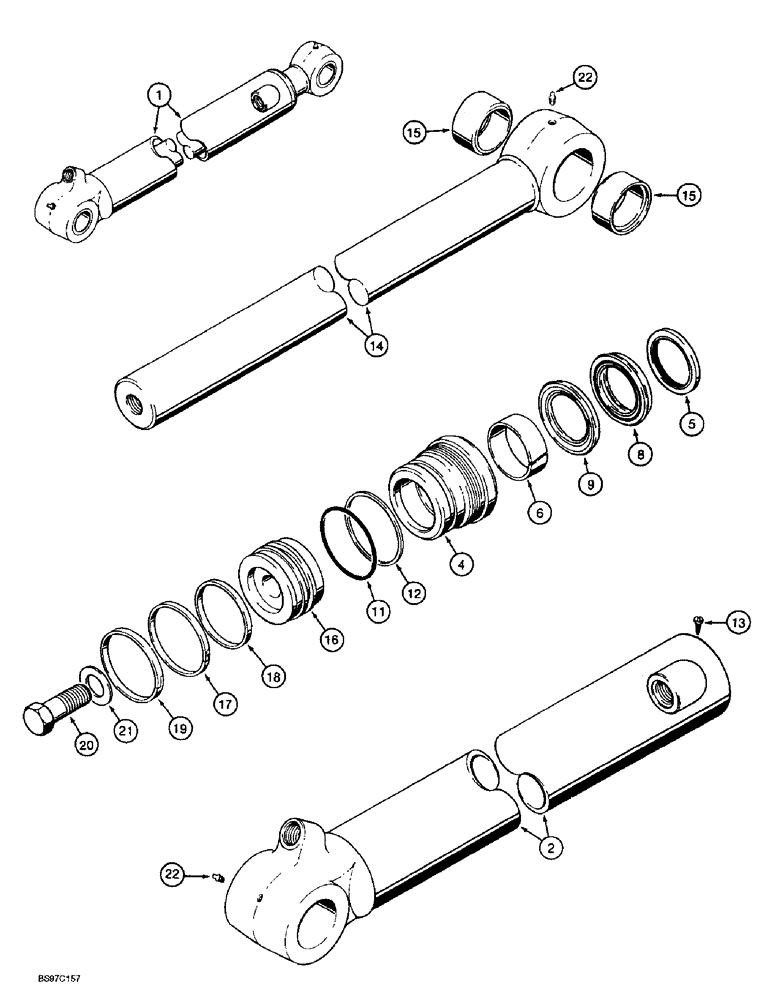 Схема запчастей Case 590SL - (8-164) - BACKHOE BUCKET CYLINDER, (TUBE GREASE FITTING 15 DEGREES ABOVE CENTER) (08) - HYDRAULICS