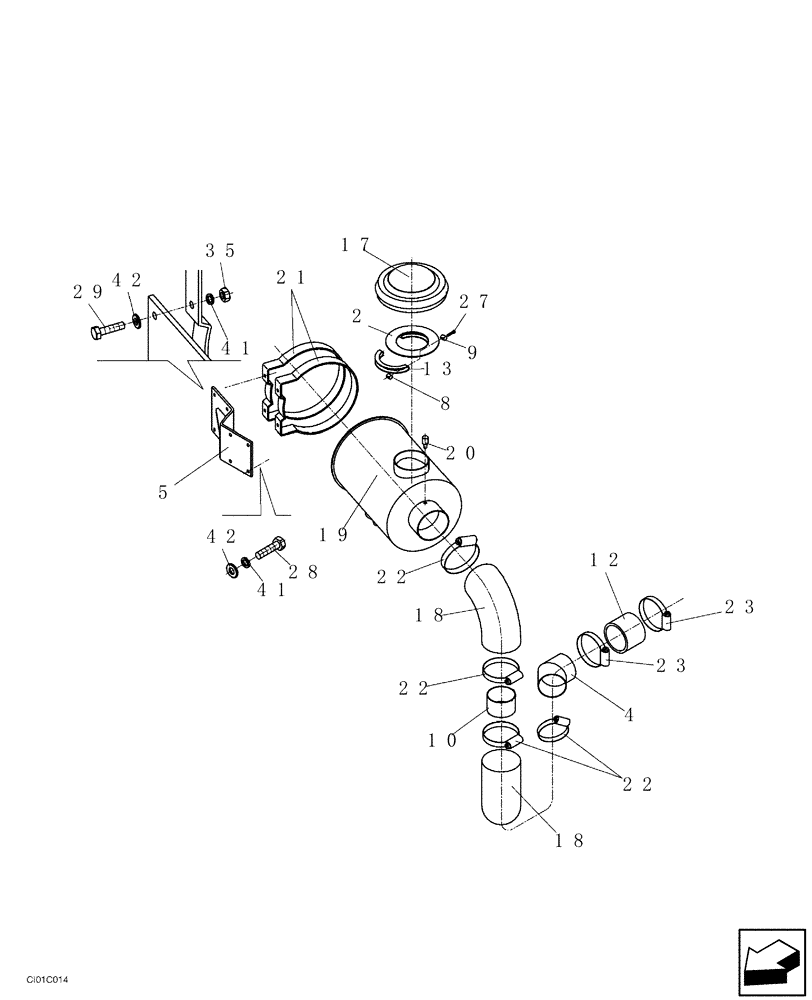 Схема запчастей Case SV216 - (02-006-00[01]) - AIR FILTRATION - ENGINE (02) - ENGINE