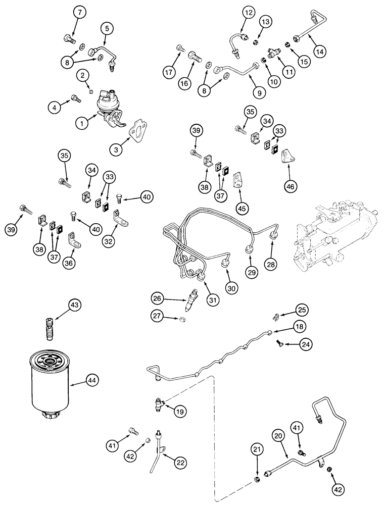 Схема запчастей Case 85XT - (03-06) - FUEL INJECTION SYSTEM NORTH AMERICA/EUROPE, *- JAF0236483, 4-390 ENGINE (03) - FUEL SYSTEM