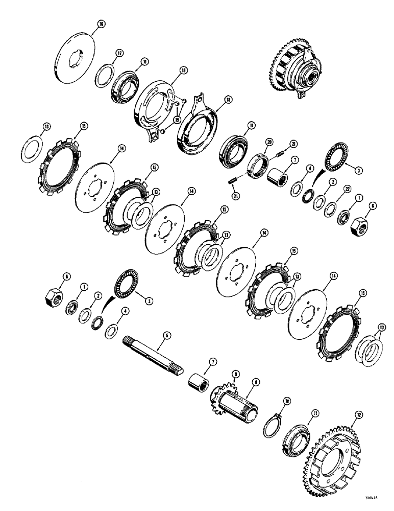 Схема запчастей Case 1700-SERIES - (127A) - 5 DISC CLUTCH AND SHAFT ASSEMBLY, SERVICE REPLACEMENT FORMSPRAG CLUTCH (18) - CLUTCH