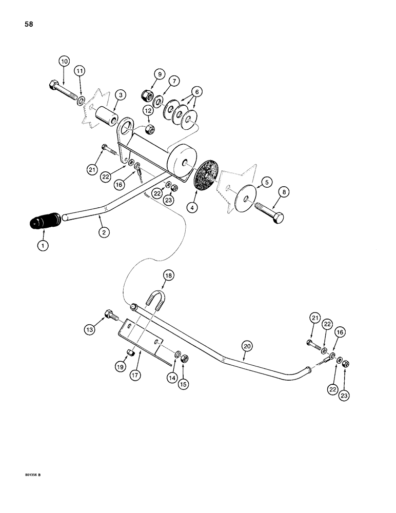 Схема запчастей Case 680H - (058) - HAND THROTTLE CONTROL (03) - FUEL SYSTEM