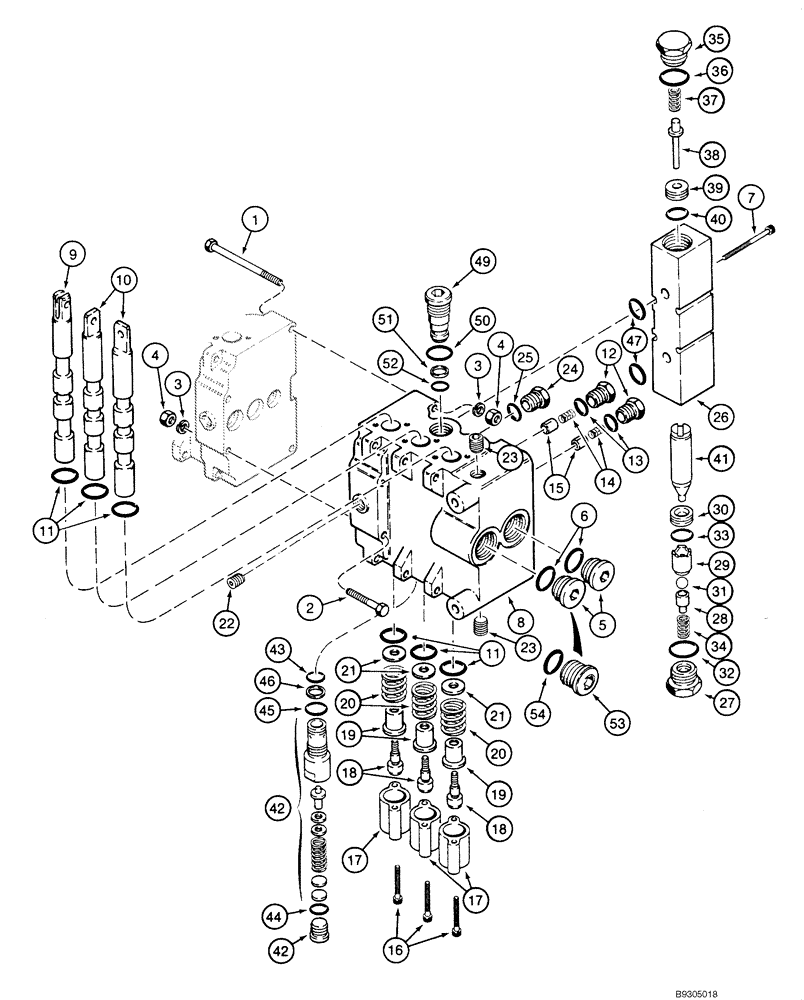 Схема запчастей Case 1845C - (08-45) - VALVE, CONTROL - BACKHOE (NORTH AMERICA), D100, D100XR (08) - HYDRAULICS