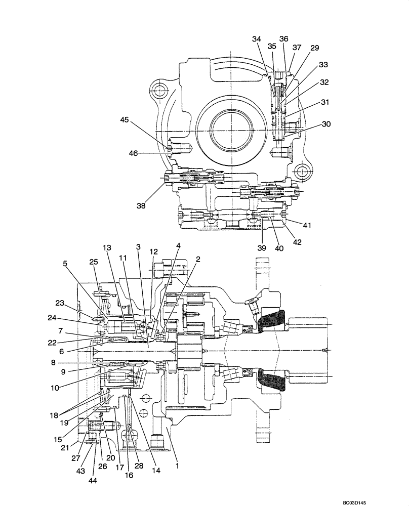 Схема запчастей Case CX36 - (08-36[00]) - MOTOR, SWING (CX36 ASN PX11 - 08901) (08) - HYDRAULICS