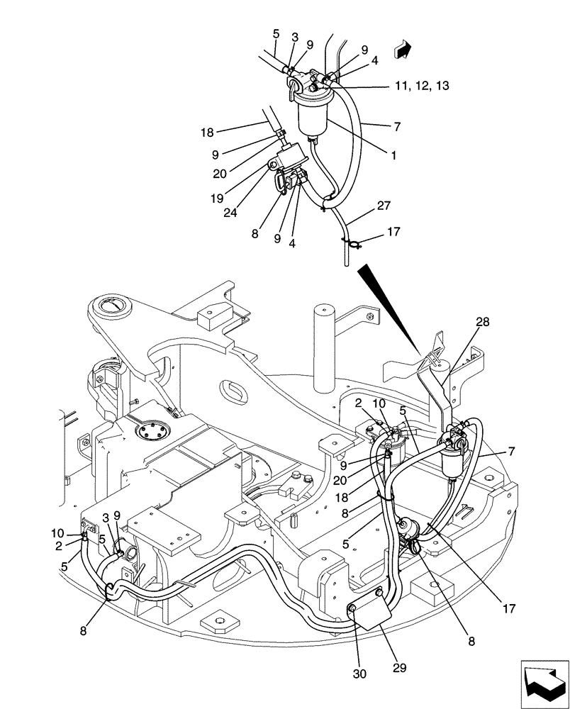 Схема запчастей Case CX31B - (01-017[00]) - FUEL LINES (10) - ENGINE