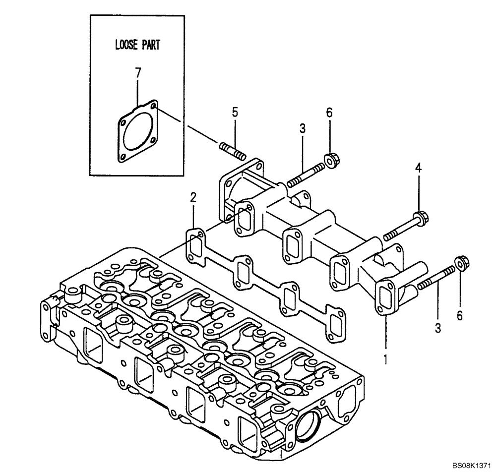 Схема запчастей Case CX50B - (08-006) - EXHAUST MANIFOLD ENGINE COMPONENTS