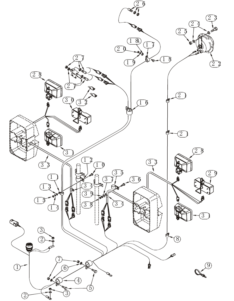 Схема запчастей Case 821C - (04-06) - HARNESS, FRONT LAMPS AND SWITCHES (04) - ELECTRICAL SYSTEMS