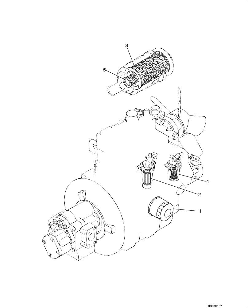 Схема запчастей Case CX36 - (02-20[00]) - ENGINE FILTERS (02) - ENGINE