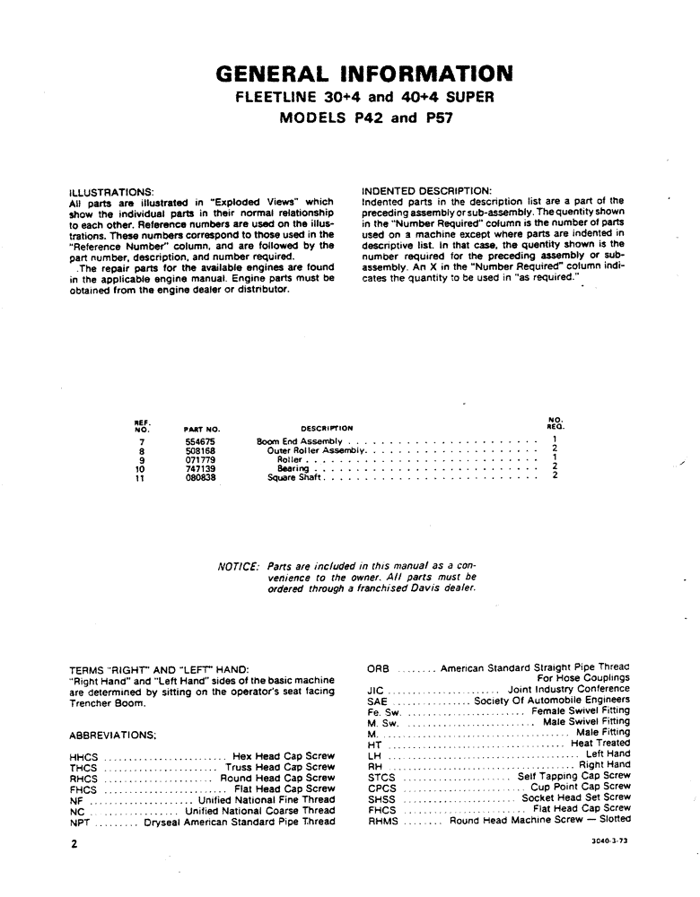 Схема запчастей Case P57 - (02) - GENERAL INFORMATION 