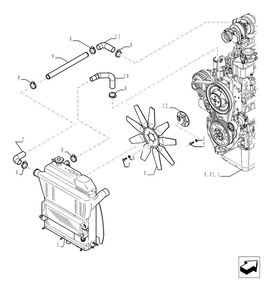 Схема запчастей Case TX1055 - (1.17.0[01]) - ENGINE COOLING (10) - ENGINE