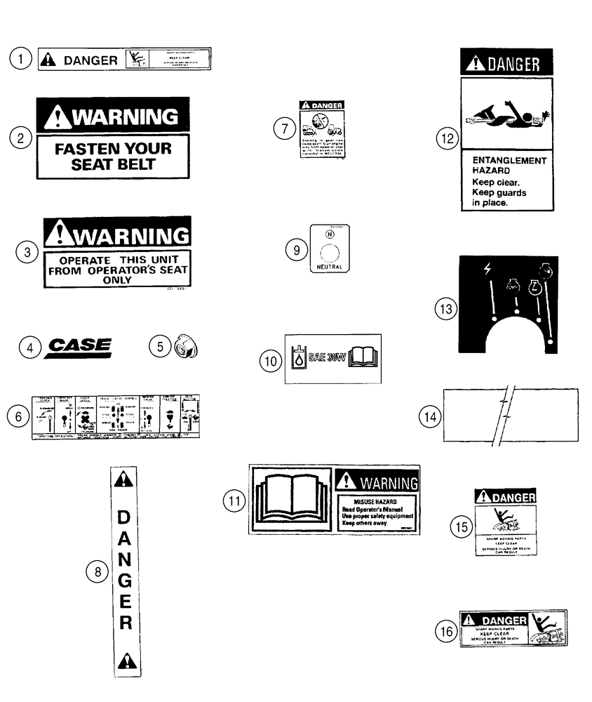 Схема запчастей Case TF300B - (09-30) - DECALS (09) - CHASSIS/ATTACHMENTS