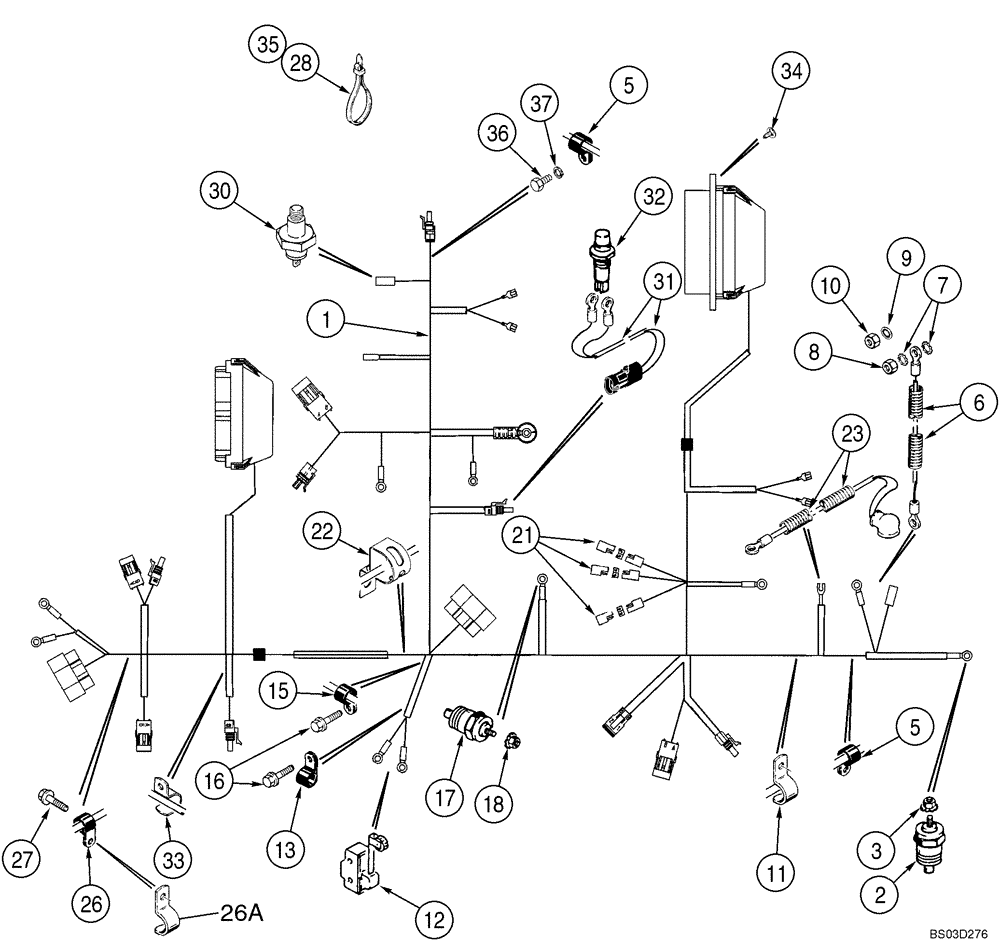 Схема запчастей Case 590SM - (04-04) - HARNESS, ENGINE - MOUNTING AND CONNECTIONS (04) - ELECTRICAL SYSTEMS