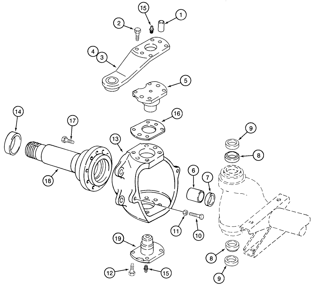 Схема запчастей Case 460 - (6-60) - REAR STEERABLE AXLE ASSEMBLY, 141854A1, SWIVEL HOUSING (06) - POWER TRAIN