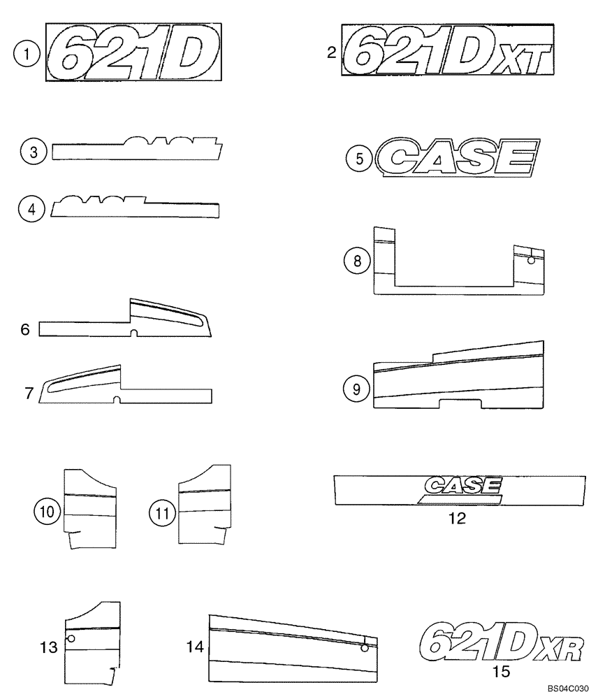 Схема запчастей Case 621D - (09-62) - DECALS (09) - CHASSIS