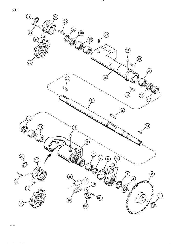 Схема запчастей Case SD100 - (216) - OFFSET TRENCHER BOOM MOUNTING SHAFT (89) - TOOLS