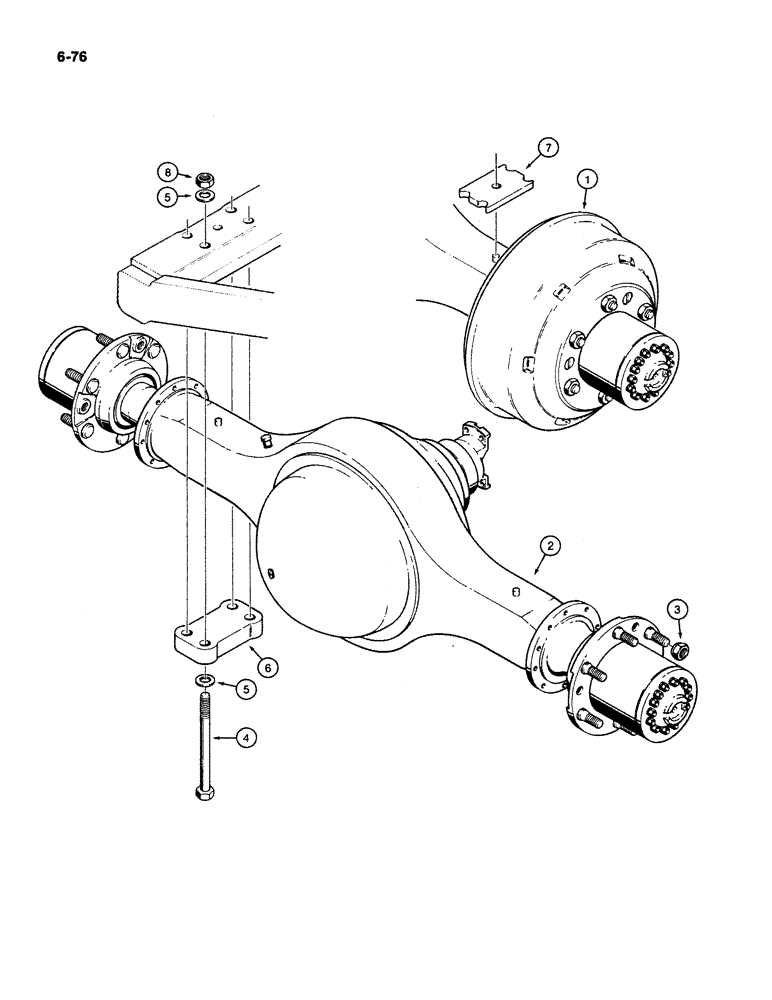 Схема запчастей Case W11B - (6-076) - AXLE MOUNTING (06) - POWER TRAIN