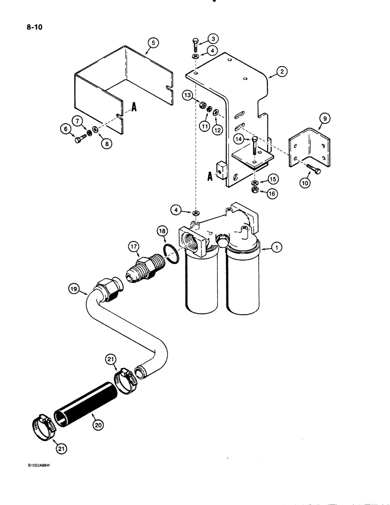 Схема запчастей Case 621 - (8-10) - HYDRAULIC CIRCUIT, OIL FILTER TO HYDRAULIC RESERVOIR (08) - HYDRAULICS