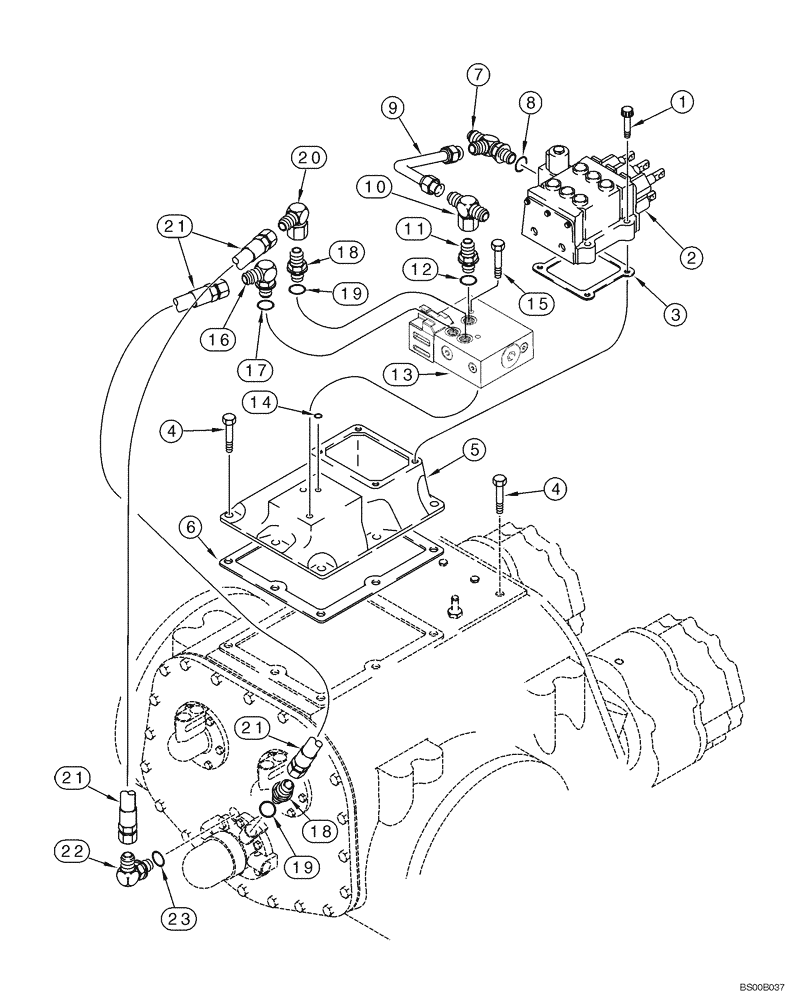 Схема запчастей Case 1150H_IND - (06-15) - TRANSMISSION - HYDRAULIC LINES (06) - POWER TRAIN