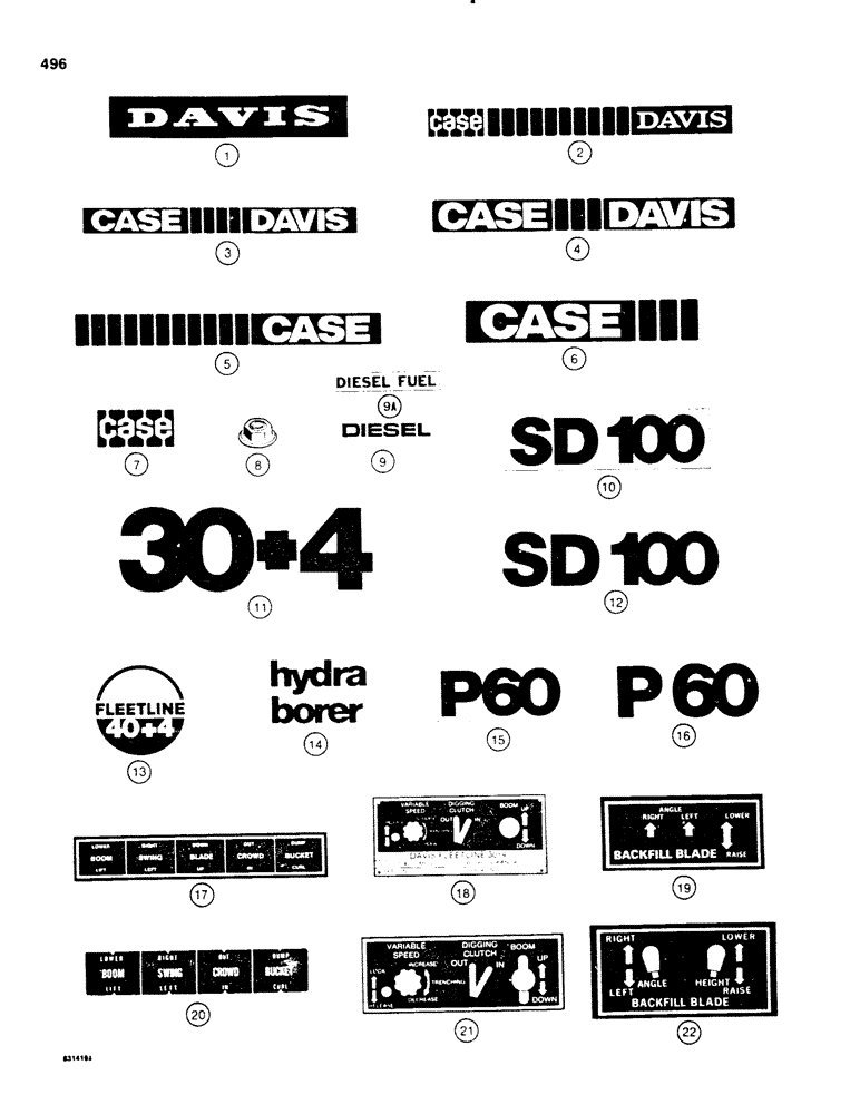 Схема запчастей Case SD100 - (496) - DECALS (90) - PLATFORM, CAB, BODYWORK AND DECALS