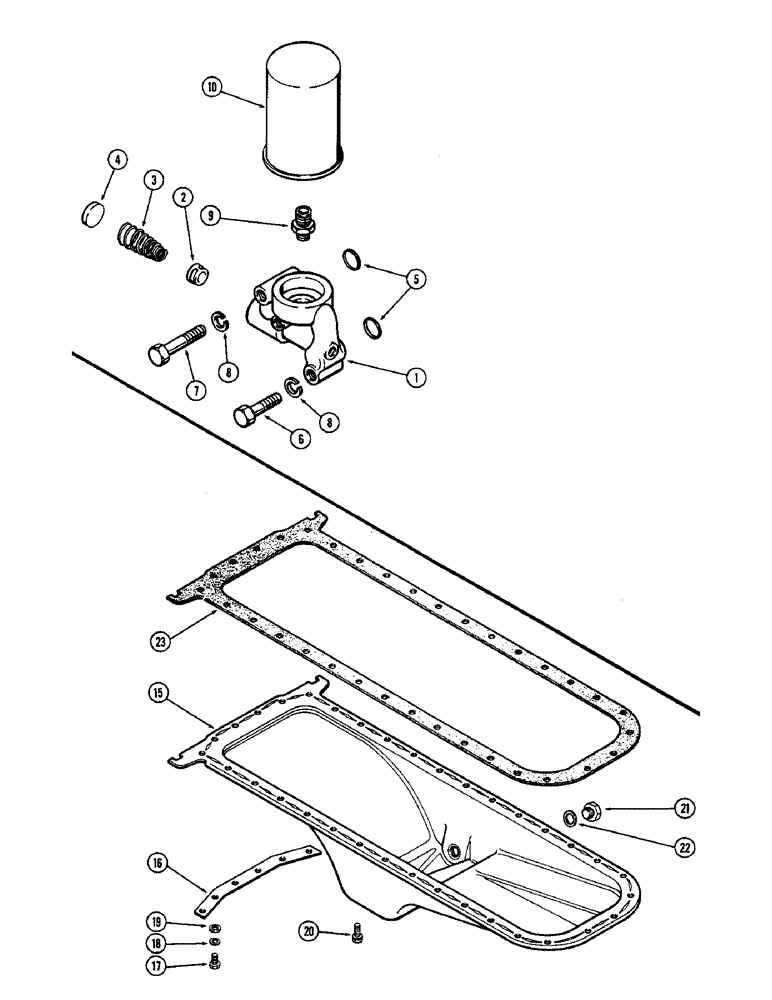 Схема запчастей Case W9E - (024) - OIL FILTER, (401B) DIESEL ENGINE, OIL PAN (02) - ENGINE