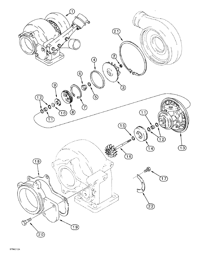 Схема запчастей Case 821B - (2-23A) - TURBOCHARGER ASSEMBLY 6T-830 EMISSIONS CERTIFIED ENGINE TRACTOR P.I.N. JEE0050601 AND AFTER (02) - ENGINE