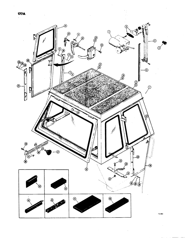 Схема запчастей Case W24B - (177A) - DOORS, WINDOWS AND RELATED PARTS, L50581 OPERATORS CAB (09) - CHASSIS