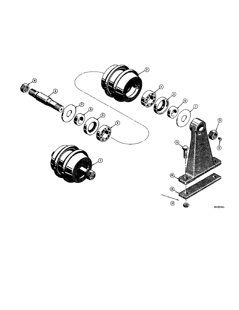 Схема запчастей Case 310D - (058[1]) - TRACK CARRIER ROLLER (04) - UNDERCARRIAGE