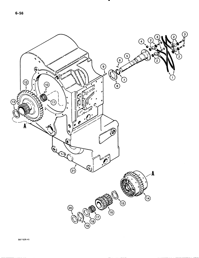 Схема запчастей Case W30 - (6-56) - ZF TRANSMISSION, THIRD AND FOURTH CLUTCHES (06) - POWER TRAIN