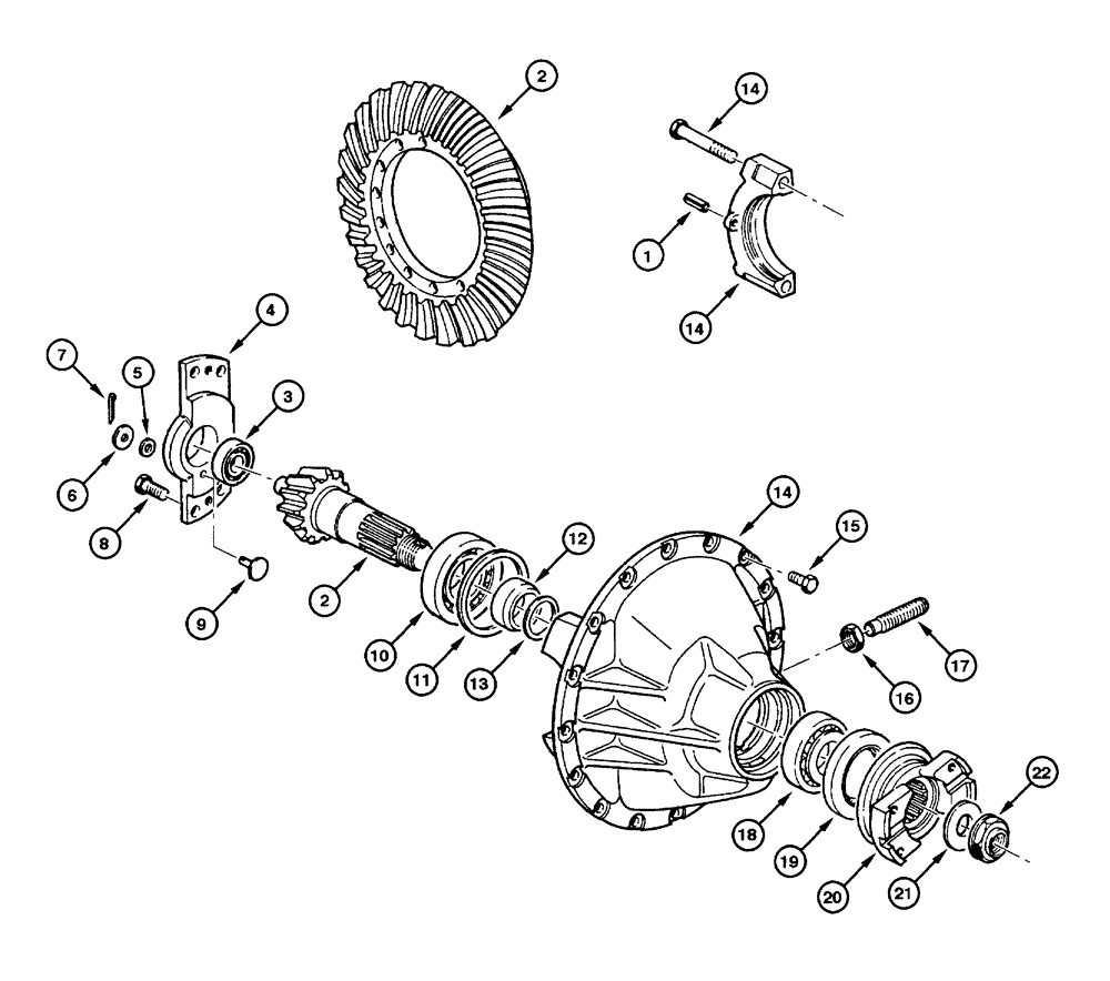 Схема запчастей Case 845 - (06.28[00]) - REAR AXLE GRAZIANO - RING GEAR AND PINNION (06) - POWER TRAIN