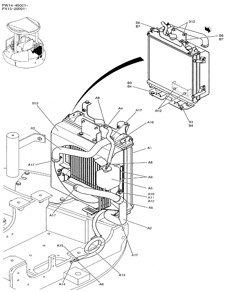 Схема запчастей Case CX31B - (01-007) - RADIATOR INSTAL (10) - ENGINE