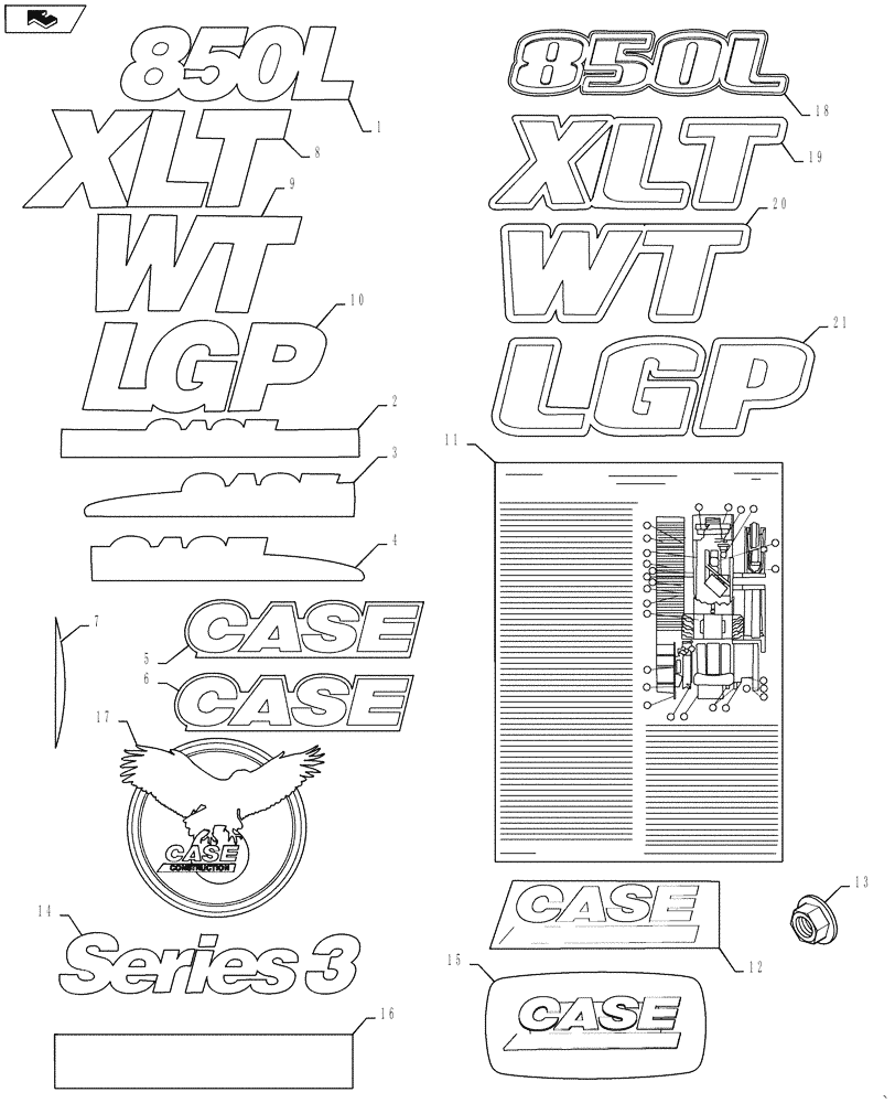 Схема запчастей Case 850L - (09-44) - DECALS - LATIN AMERICAN SPANISH (09) - CHASSIS/ATTACHMENTS