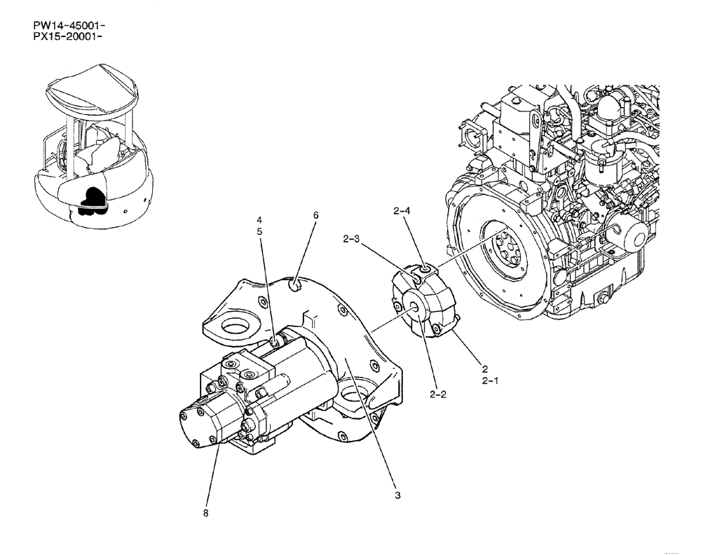 Схема запчастей Case CX36B - (05-006) - POWER TAKE-OFF ASSY (COOLER) OPTIONAL PARTS