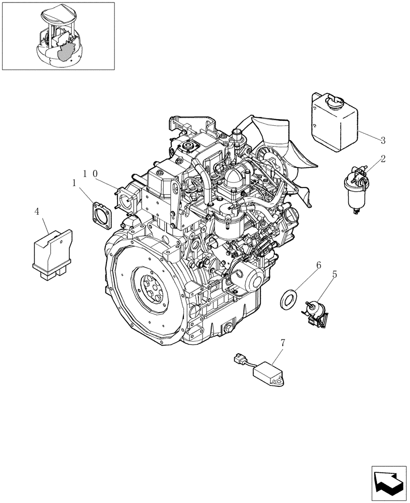 Схема запчастей Case CX31B - (0.021[01]) - DIESEL ENGINE - KIT (10) - ENGINE