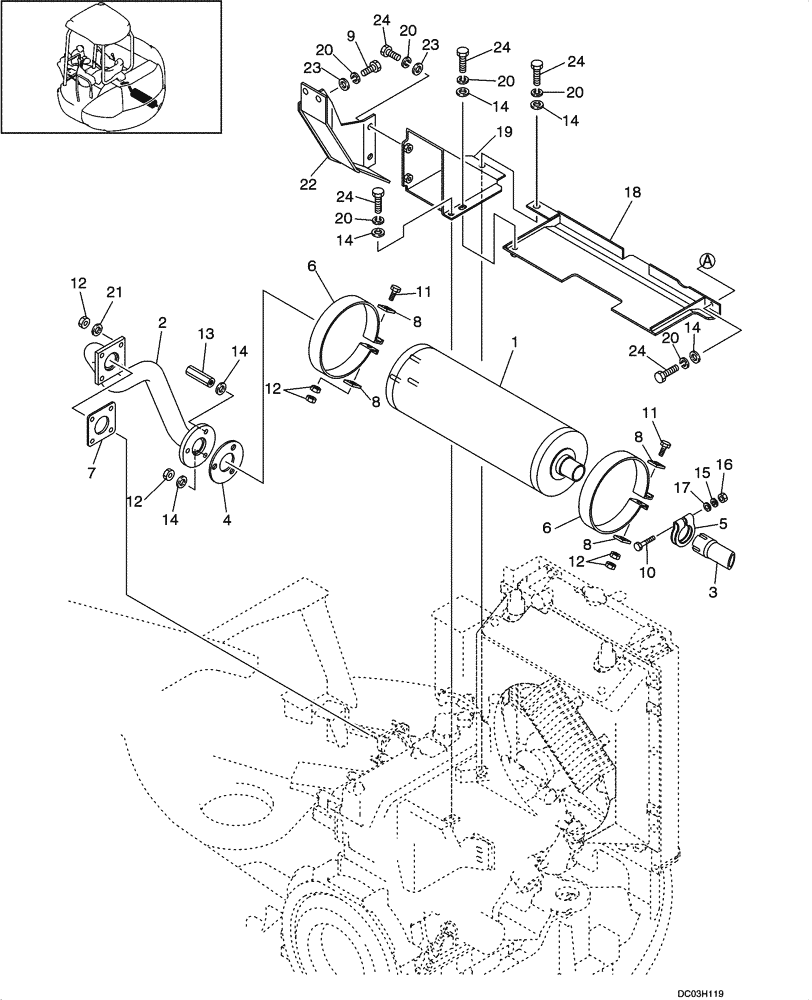 Схема запчастей Case CX47 - (02-08[00]) - MUFFLER ASSY (02) - ENGINE