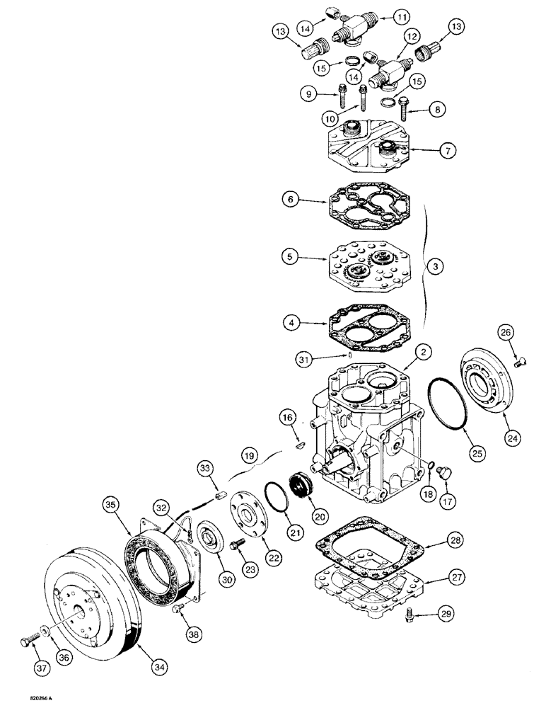 Схема запчастей Case W14 - (640) - AIR CONDITIONING COMPRESSOR, AIR CONDITIONER CLUTCH (09) - CHASSIS/ATTACHMENTS