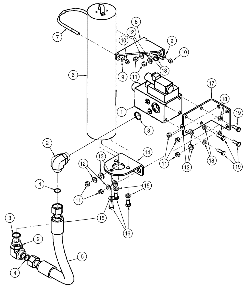 Схема запчастей Case 621D - (08-44) - HYDRAULICS - RIDE CONTROL, DIRECTIONAL VALVE TO ACCUMULATOR (08) - HYDRAULICS