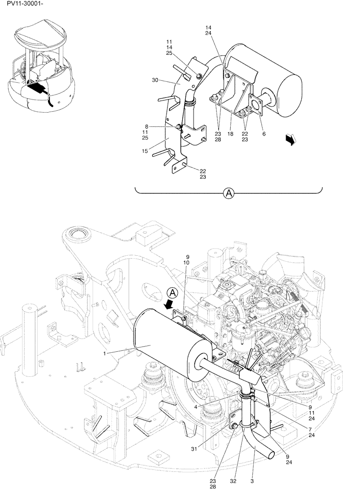 Схема запчастей Case CX27B - (01-010) - MUFFLER ASSY (10) - ENGINE