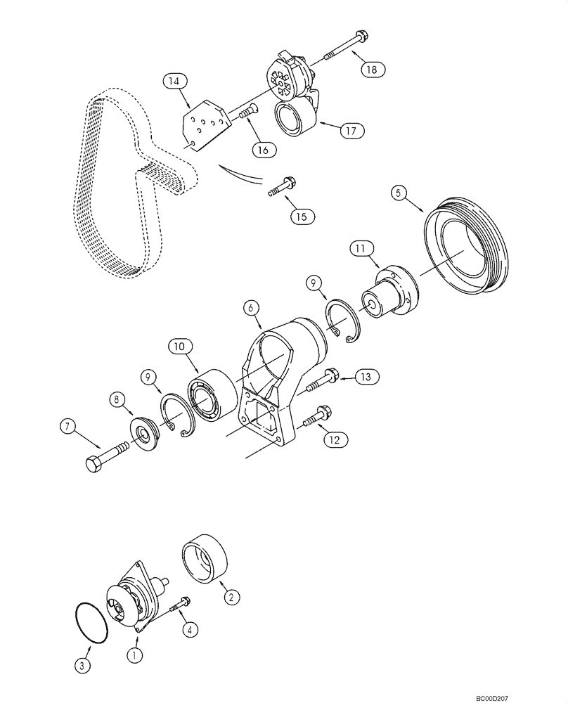 Схема запчастей Case 580SM - (02-08) - WATER PUMP SYSTEM - 4T-390 EMISSIONS CERTIFIED ENGINE (02) - ENGINE